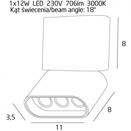 Spot negru/auriu LED ajustabil 3 becuri Akan 11x3,5x16,3 cm din metal, C0150 - Maxlight [1]