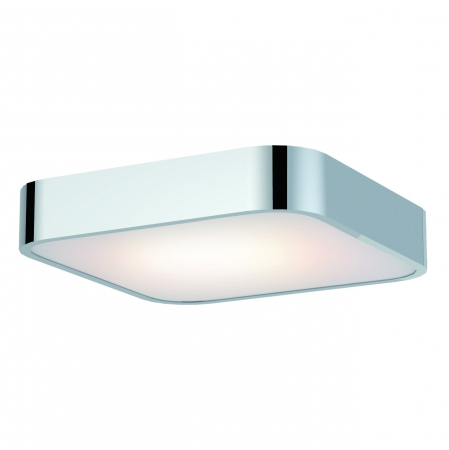 Plafoniere LED - Plafoniera alba patrata baie Bedri 22/30 cm, laterale metal crom, design modern, AZ 1308 - Azzardo
