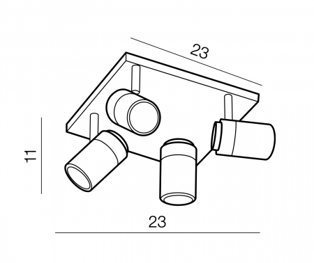Plafoniera baie patrata crom Noora 23x23 cm, patru spoturi lumina reglabile, IP44, AZ 2557 - Azzardo [1]