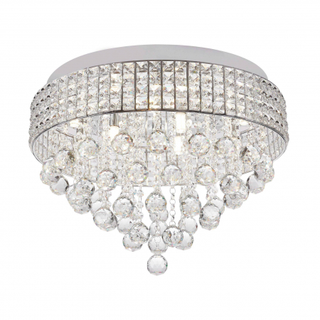 Plafoniere LED - Plafoniera rotunda cu cristale CAPRI Ø50 cm stil glam, sticla transparenta/metal, 003064-011586 - Zumaline