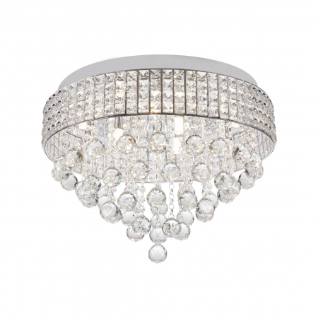 Plafoniere LED - Plafoniera rotunda cu cristale CAPRI Ø40 cm stil glam, sticla transparenta/metal, 003064-011587 - Zumaline
