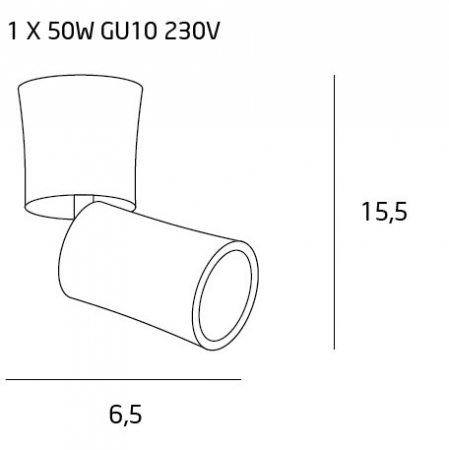 Spot cilindric aplicat alb ajustabil Raan Ø 6,5 cm din metal, C0123 - Maxlight [3]