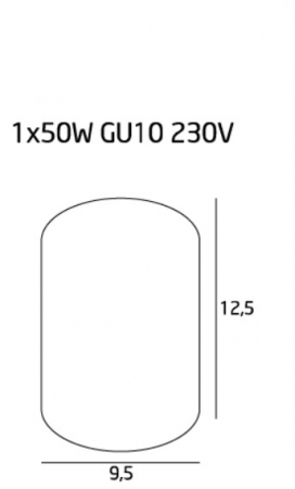 Spot negru cilindric aplicat Gaus Ø 9,5 cm, cm din metal, C0068 - Maxlight [1]