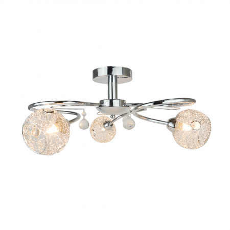 Plafoniere LED - Plafoniera eleganta crom CLOE 45x45 cm cu 3 becuri sticla/metal, 003064-007892 - Zumaline