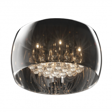 Plafoniere LED - Plafoniera rotunda sticla fumurie CRYSTAL Ø40 cm cu cristale, design glam, 003064-001000 - Zumaline