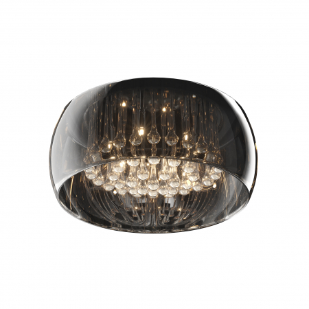 Plafoniere LED - Plafoniera rotunda sticla fumurie CRYSTAL Ø50 cm cu cristale, design glam, 003064-001001 - Zumaline