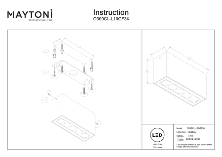 Plafonieră de exterior Ares, Metal și sticlă Grafit, 10W, MAYTONI O309CL-L10GF3K [4]