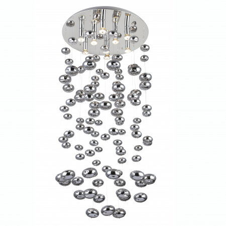 Plafoniere LED - Plafoniera de lux Aqua XL, auriu/crom/transparent, lemente metal/sticla, design modern in forma de bule, AZ 2574 - Azzardo
