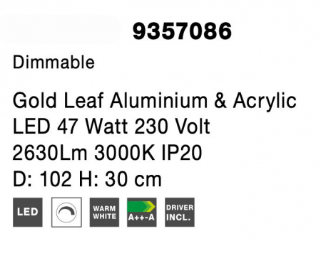 Plafoniera de lux aurie/crom/alba Stina 100 cm, LED dimabil, design modern, 9357087 - Novaluce [11]