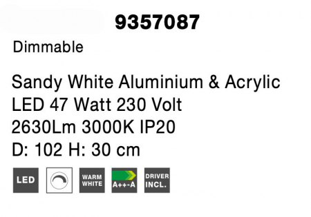 Plafoniera de lux aurie/crom/alba Stina 100 cm, LED dimabil, design modern, 9357087 - Novaluce [8]