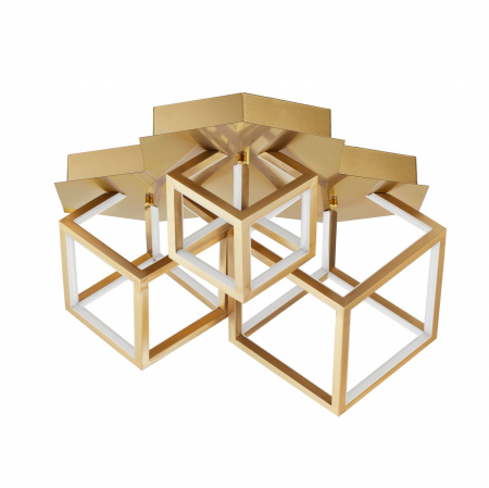 Plafoniere LED - Plafoniera dimabila LED aurie/neagra Gerho 64x41 cm abajur forma 3 cuburi, design minimalist, 9818242 - Novaluce