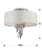 Plafoniera dimabila lux alba rotunda Cesla, Ø 55 cm, lanturi si verigi metalice decorative, 69441581 - Schuller [1]