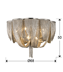 Plafoniera dimabila lux extravaganta nichelata Naja Ø 68 cm, lanturi metalice, cu telecomanda, 872469D - Schuller [1]