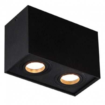 Spoturi si becuri - Spot dreptunghiular negru 2 surse de lumina ajustabile Rafi 19,5x9,5x12,5 cm din metal, C0089 - Maxlight