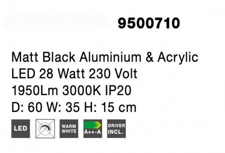 Plafoniera eleganta alba/crom/neagra Jorun 60 cm, iluminare LED, forma ovala, 9500710 - Novaluce [8]