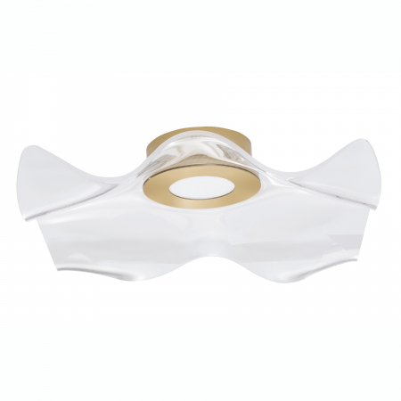 Plafoniere LED - Plafoniera eleganta Wavy 50 cm aurie cu abajur transparent acril, LED 31W, 9054502 - Novaluce