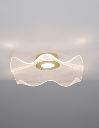 Plafoniera eleganta Wavy 50 cm aurie cu abajur transparent acril, LED 31W, 9054502 - Novaluce [3]