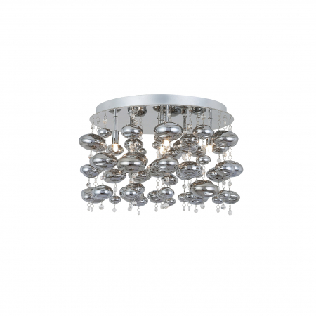 Promotii - Plafoniera moderna crom ELII Ø50 cm metal/sticla, detalii forma bule, 003064-019085 - Zumaline