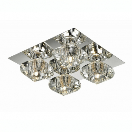 Plafoniere LED - Plafoniera Felix 30x30 cm, metal crom/acril, 4 becuri, design modern, AZ 0492 - Azzardo