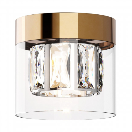 Produse - Spot auriu/transparent cu cristale GEM Ø11 cm, design glam sticla/metal, 003064-010936 - Zumaline