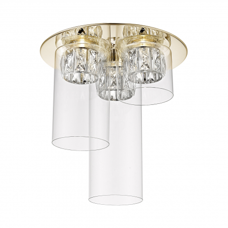 Plafoniere LED - Plafoniera LED baza aurie GEM Ø33 cm sticla transparenta si cristale, design glam, 003064-011257 - Zumaline