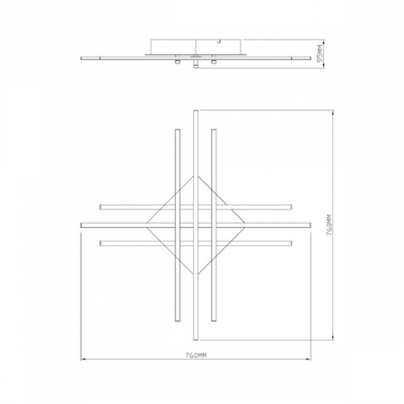 Plafoniera LED crom CROSS 76x76 cm design modern, 003064-001279 - Zumaline [2]