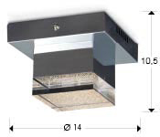 Plafoniera LED crom patrata Aiko, din metal si acril partial texturat, 475168 - Schuller [1]