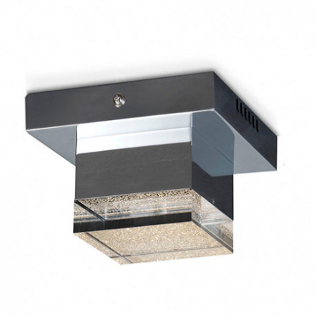 Promotii - Plafoniera LED crom patrata Aiko, din metal si acril partial texturat, 475168 - Schuller