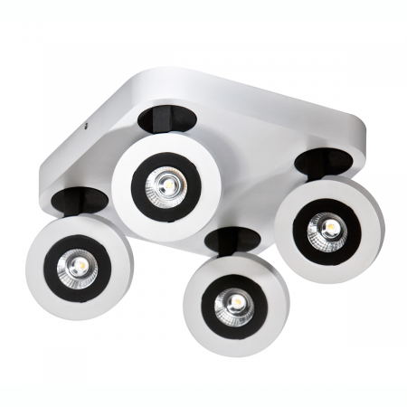 Plafoniere LED - Plafoniera LED cu 4 spoturi reglabile Ferdi 21x21 cm, metal alb cu negru, design modern, AZ 0674 - Azzardo