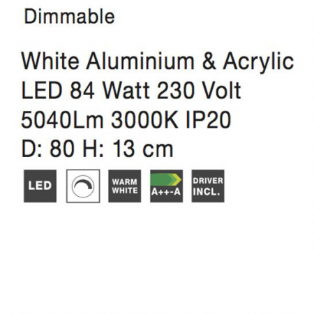 Plafoniera LED dimabila din acril alba Sema Ø 45/60/80 cm, baza metal, 9106244 - Novaluce [7]