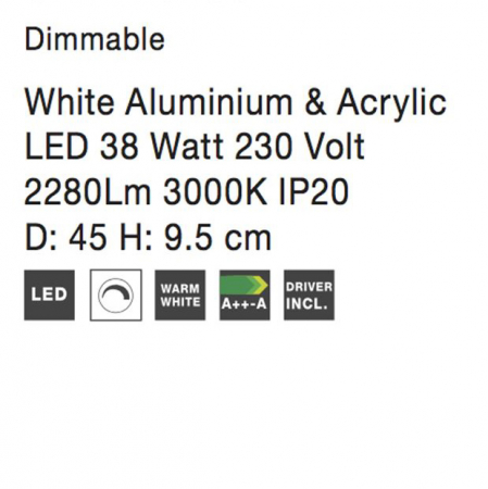 Plafoniera LED dimabila din acril alba Sema Ø 45/60/80 cm, baza metal, 9106244 - Novaluce [5]