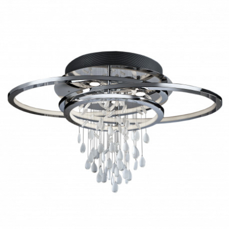 Promotii - Plafoniera LED dimabila lux crom Eskia 3 inele crom, elemente cristal alb cu margini transparente, 696318 - Schuller