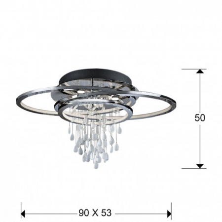 Plafoniera LED dimabila lux crom Eskia 3 inele crom, elemente cristal alb cu margini transparente, 696318 - Schuller [2]