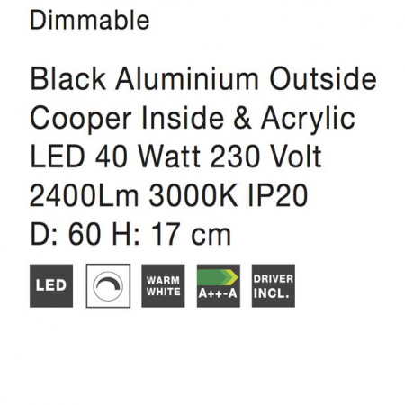 Plafoniera LED dimabila neagra Rocco, rotunda Ø 60 cm, metal, 86008 - Novaluce [2]