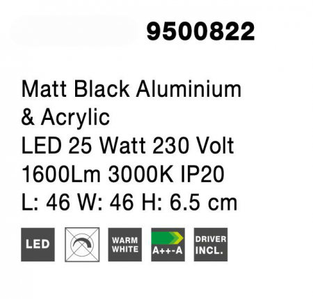 Plafoniera LED Shiri 46 cm alba/neagra, stil minimalist forma geometrica, 8160162 - Novaluce [13]