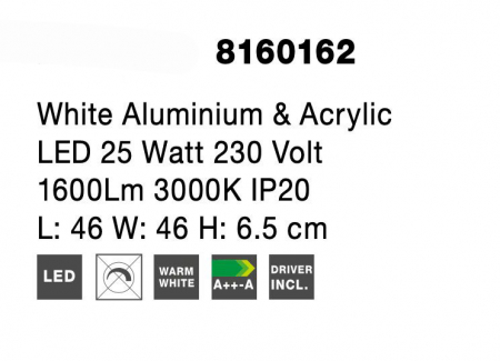 Plafoniera LED Shiri 46 cm alba/neagra, stil minimalist forma geometrica, 8160162 - Novaluce [6]