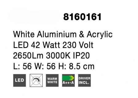 Plafoniera LED Shiri 56 cm alba/neagra, stil minimalist forma geometrica, 9500832 - Novaluce [12]