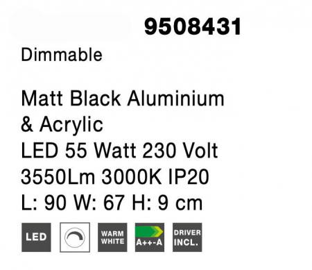 Plafoniera LED dimabila Shiri 90x67 cm alba/neagra/aurie, stil minimalist forma geometrica, 9977001 - Novaluce [13]