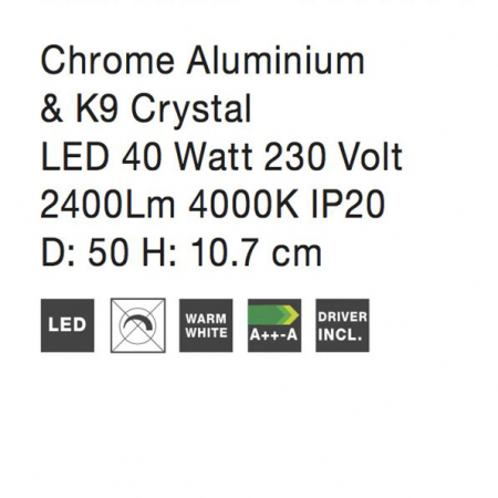 Plafoniera LED lux aurie/argintie rotunda Senia, Ø 50 cm, metal si cristal, 9361084 - Novaluce [1]