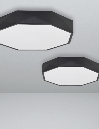 Plafoniera LED moderna alba/neagra cu laterale model geometric Mayna Ø40 cm din metal, 9001491 - Novaluce [4]