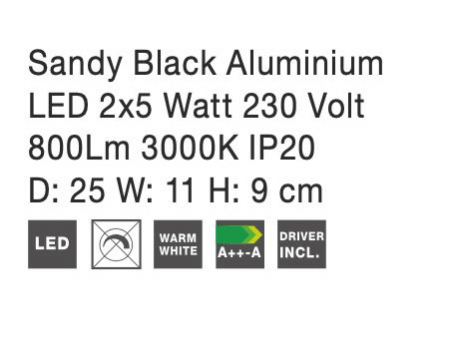 Plafoniera LED neagra/alba Tomin cu 2 spoturi rotative si ajustabile, 9105102 - Novaluce [5]