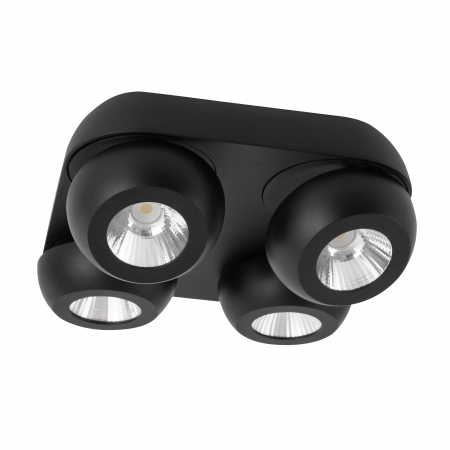 Promotii - Plafoniera LED patrata neagra/alba Tomin cu 4 spoturi rotative si ajustabile, 9105103 - Novaluce