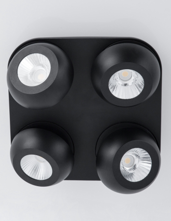 Plafoniera LED patrata neagra/alba Tomin cu 4 spoturi rotative si ajustabile, 9105103 - Novaluce [1]