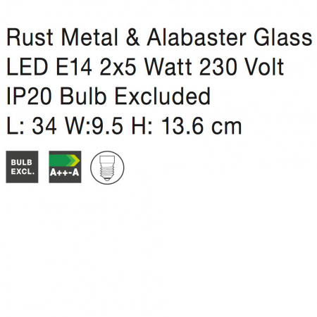 Plafoniera liniara maro cu 2 spoturi Berto, baza din metal, abajururi de sticla, 770002 - Novaluce [3]