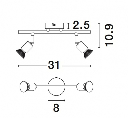 Plafoniera liniara nichel/cupru/negru/auriu/alb/maro cu 2/3/4 spoturi LED Marila, din metal, 660002 - Novaluce [2]