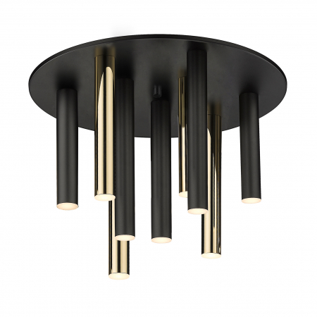 Plafoniera rotunda LED cu tuburi aurii/negre LOYA Ø42 cm stil minimalist, 003064-021936 - Zumaline