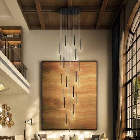 Lustre - Plafoniera lux 25 pendule negre si aurii LED dimabil Kimber Ø90 cm 500 cm h max, control telecomanda, 373968GD - Schuller