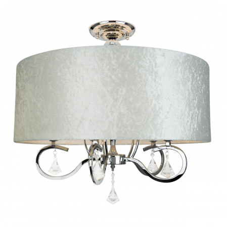 Plafoniere LED - Plafoniera lux argintie rotunda Hanna Ø 60 cm, abajur textil, C0060 - Maxlight