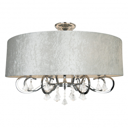 Plafoniere LED - Plafoniera lux argintie rotunda Hanna Ø 80 cm, abajur textil, C0059 - Maxlight