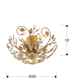 Plafoniera lux clasica rotunda aurie Nessa Ø 45 cm, metal cu cristale, 481541 - Schuller [1]